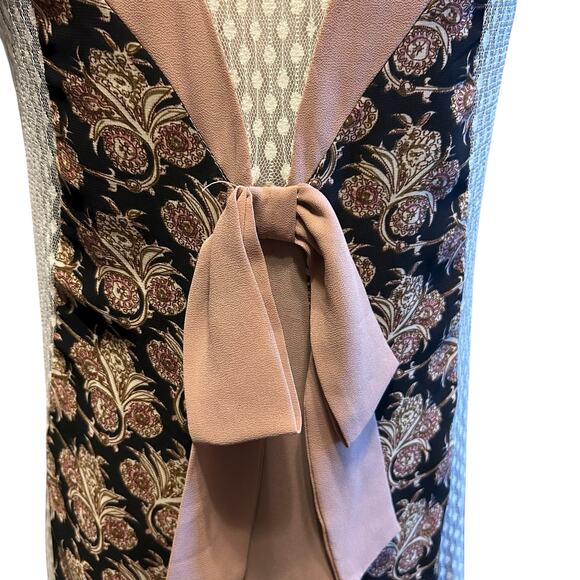 Ryu : Dress Womens Multi Fabric Beige A Line Lace Boho Cottage Back Bow SZ M Y2K - Picture 7 of 10